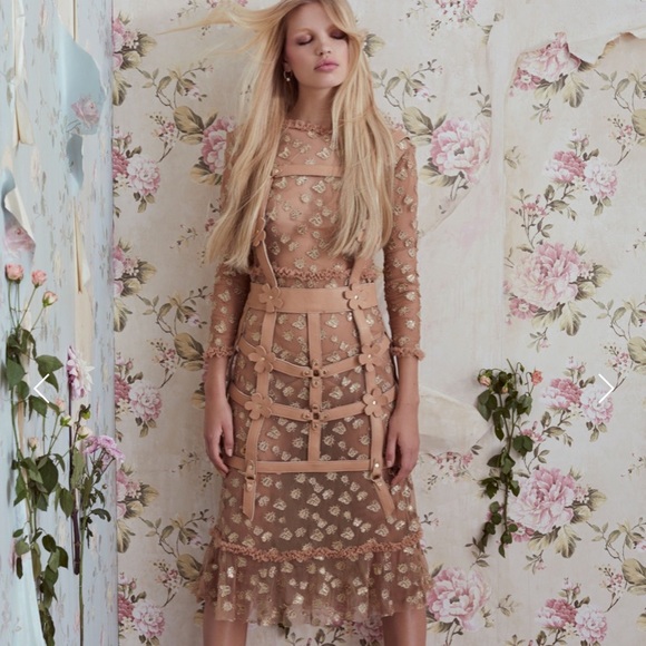 NWT For Love and Lemons Golden Garden Tulle Midi - Picture 3 of 6